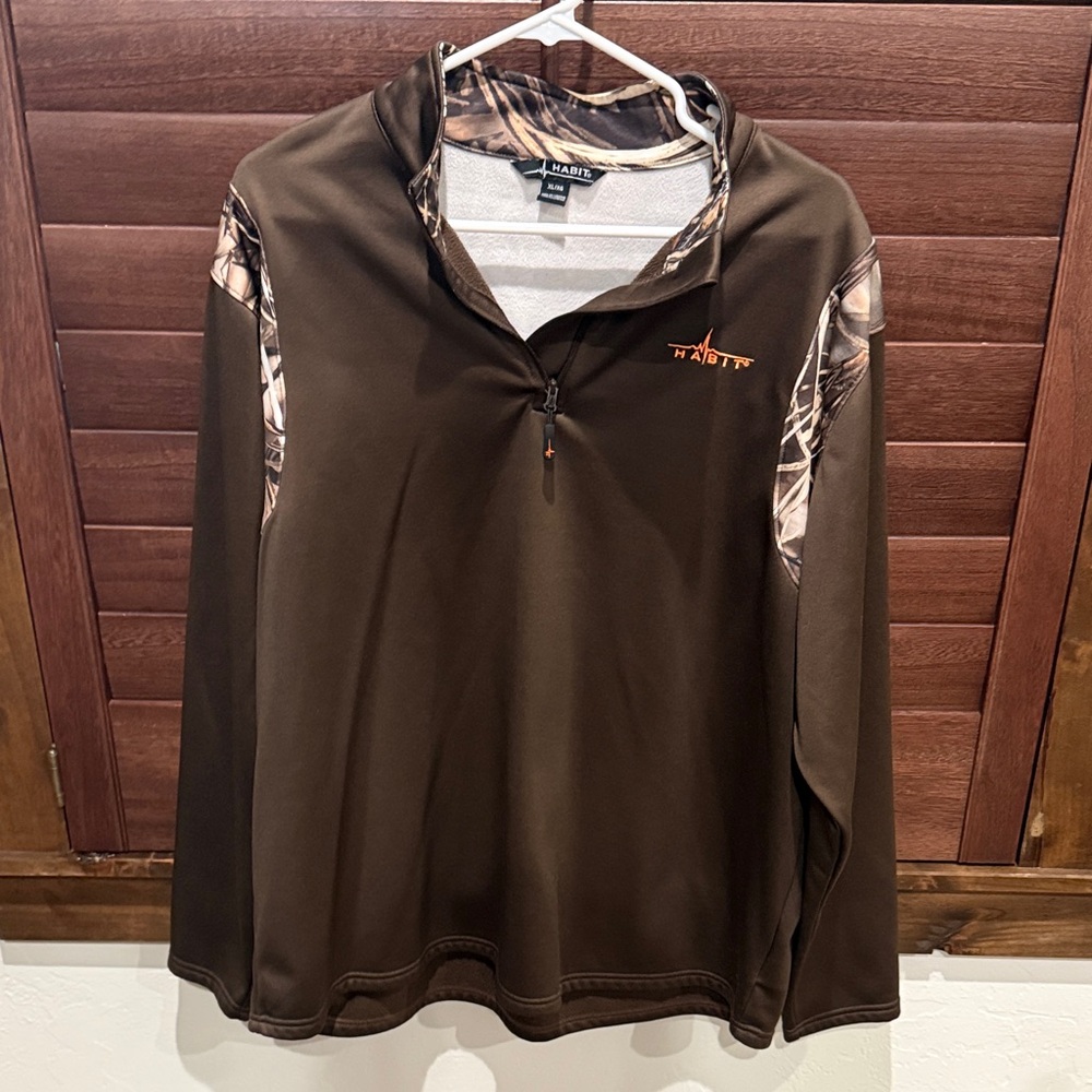 Habit Men's Brown Camo Quarter-Zip Jacket